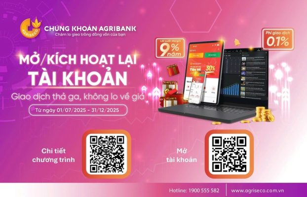 Agriseco (AGR) ưu đãi phí giao dịch 0,1% cho khách hàng mở mới và kích hoạt lại tài khoản