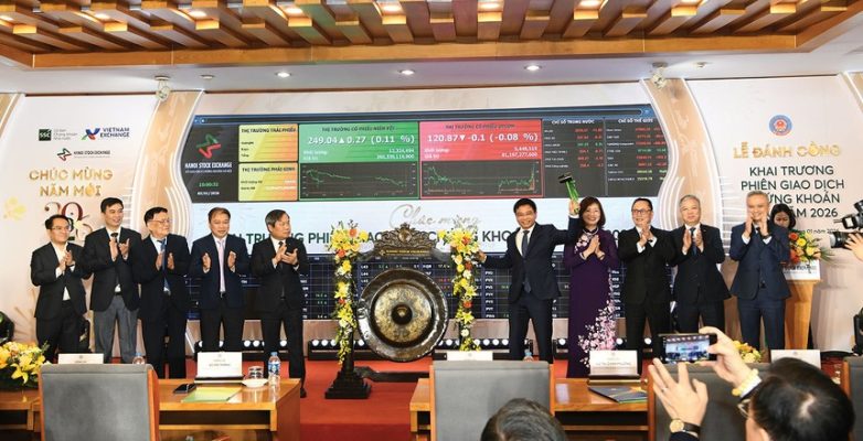 Bộ trưởng Nguyễn Văn Thắng đánh cồng khai trương phiên giao dịch chứng khoán đầu năm 2026