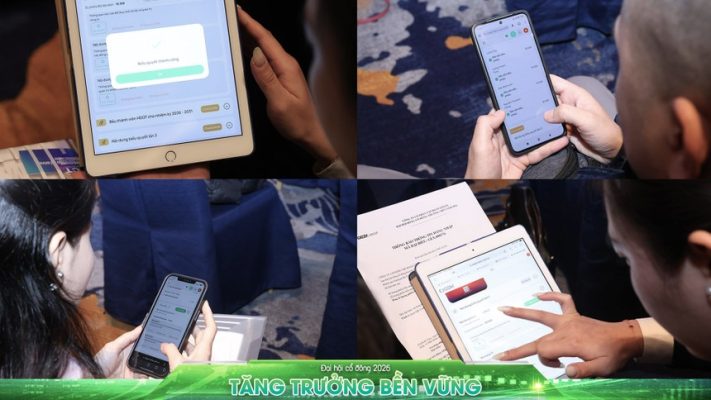 Nhà đầu tư bỏ phiếu trực tuyến tại ĐHCĐ thường niên 2026 của Gelex tổ chức sáng 1/4/2026. Ảnh: Dũng Minh